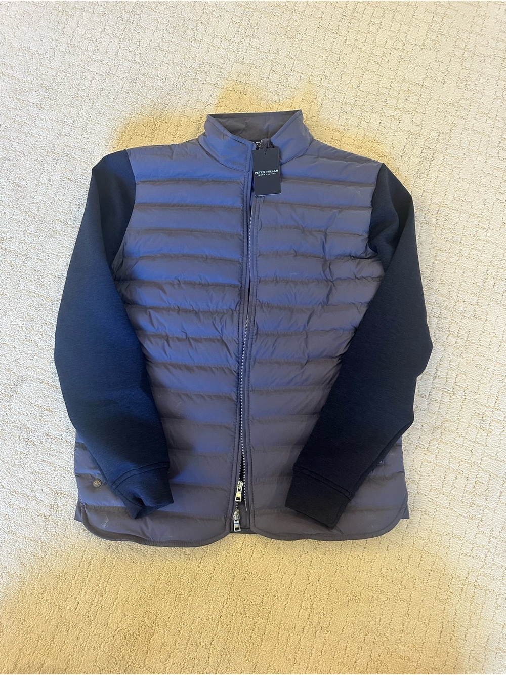 Peter Millar Two-Tone Quilted Hybrid Jacket in Navy and Gray